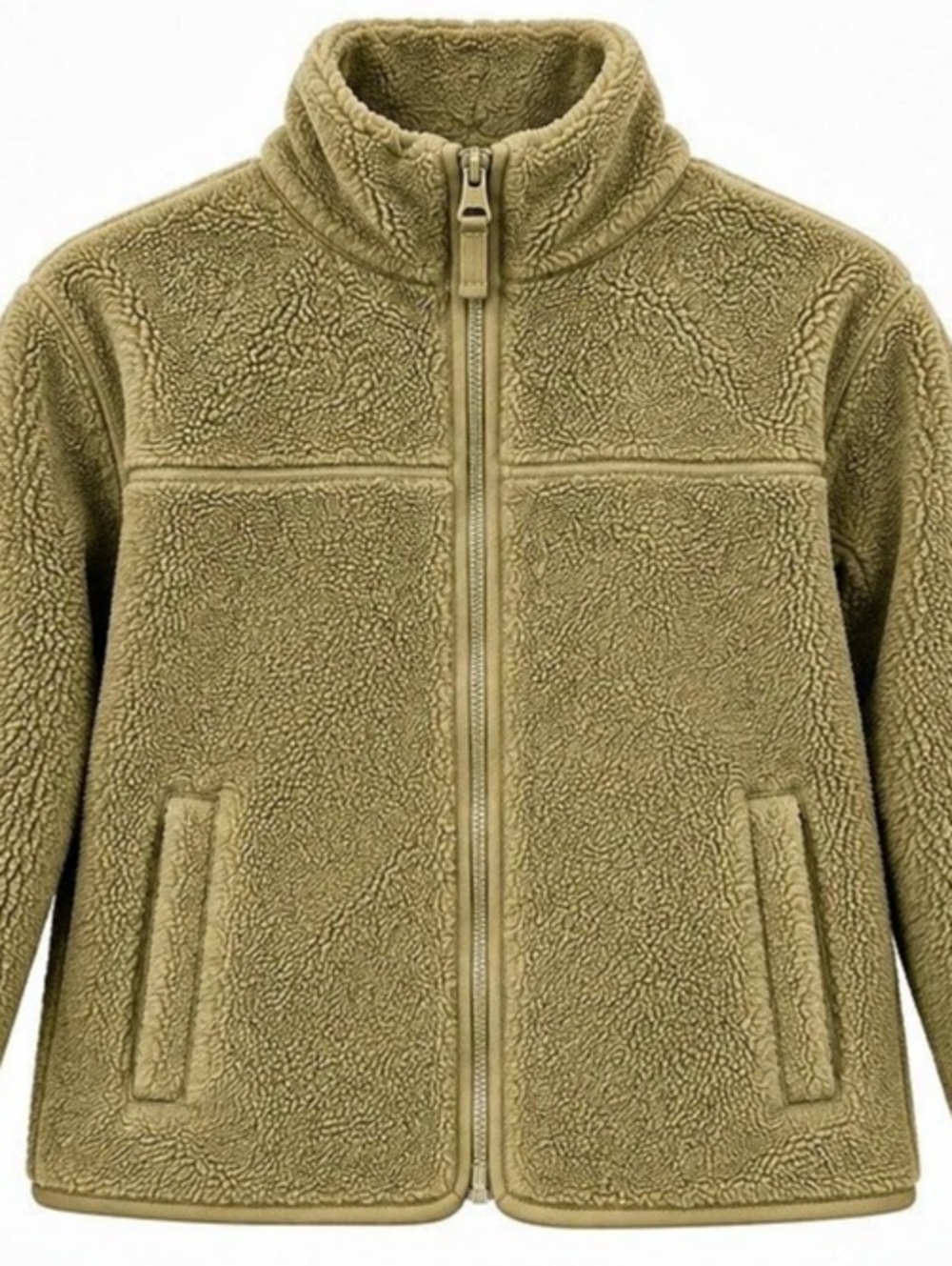 GAP Olive Khaki Sherpa Teddy Fleece Full Zip Jacket M